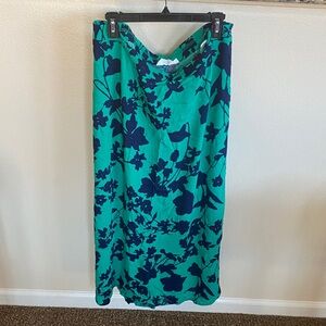 Candace Cameron Bure Teal and Navy Floral Maxi Skirt